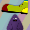 grimace-vs-giant-clown-shoes